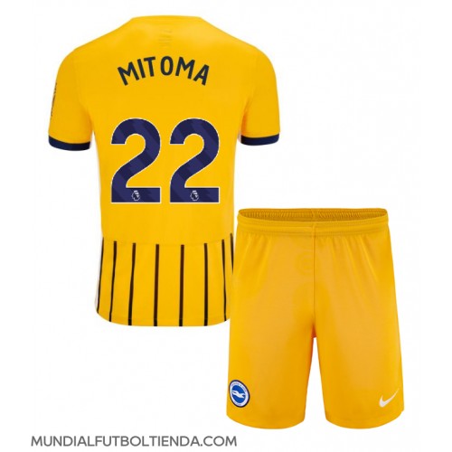 Camiseta Brighton Kaoru Mitoma #22 Segunda Equipación Replica 2024-25 para niños mangas cortas (+ Pantalones cortos)